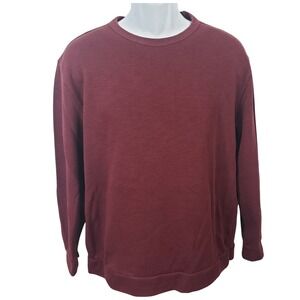 Express Mens Large Tall Burgundy Crew Neck Long Sleeve Pullover Shirt / B118